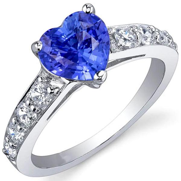 Heart Gemstone Ceylon Sapphire Ring & Accent Diamonds 3.50 Carats - Gemstone Ring-harrychadent.ca