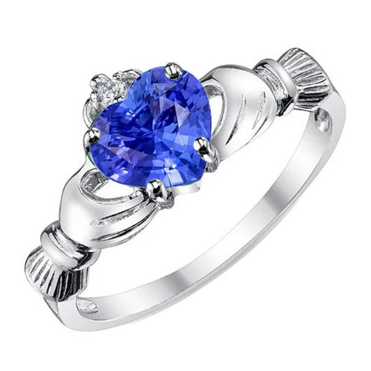 Heart Gemstone Ring Blue Sapphire 2.75 Carats Diamond Queen Style - Gemstone Ring-harrychadent.ca