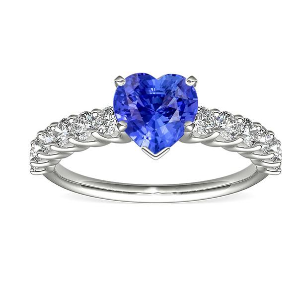 Heart Gemstone Ring Light Blue Sapphire & Pave Set Diamond 3 Carats - Gemstone Ring-harrychadent.ca