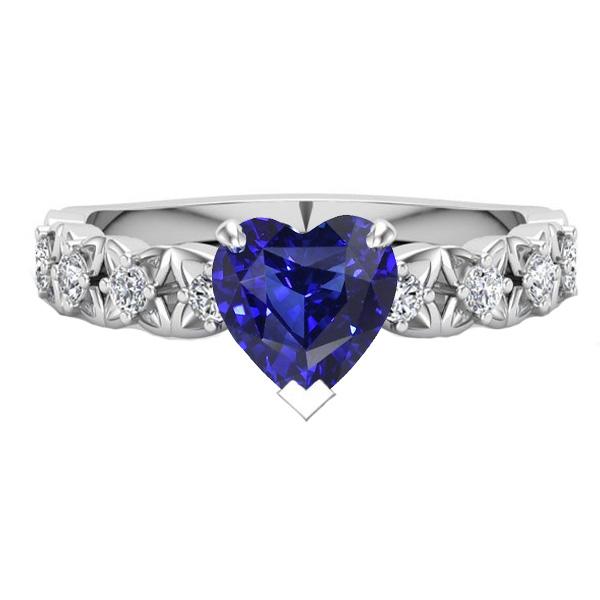 Heart Gemstone Sri Lankan Sapphire Ring With Accents 2.50 Carats - Gemstone Ring-harrychadent.ca