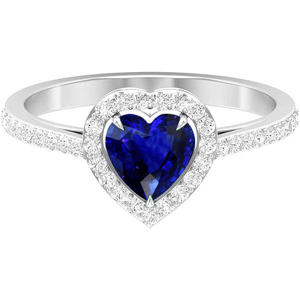 Heart Sapphire Halo Ring Pave Set Diamonds 3 Carats Women’s Jewelry - Gemstone Ring-harrychadent.ca