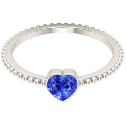 Heart Solitaire Bezel Light Blue Sapphire Ring Beaded Style 1 Carats