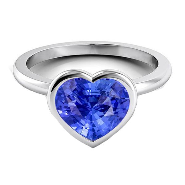 Heart Solitaire Bezel Set Light Blue Sapphire Ring 2.50 Carats - Gemstone Ring-harrychadent.ca