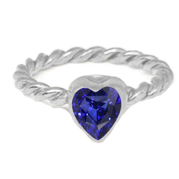 Heart Solitaire Blue Sapphire Ring Bezel Set 1.50 Carats Rope Style - Gemstone Ring-harrychadent.ca