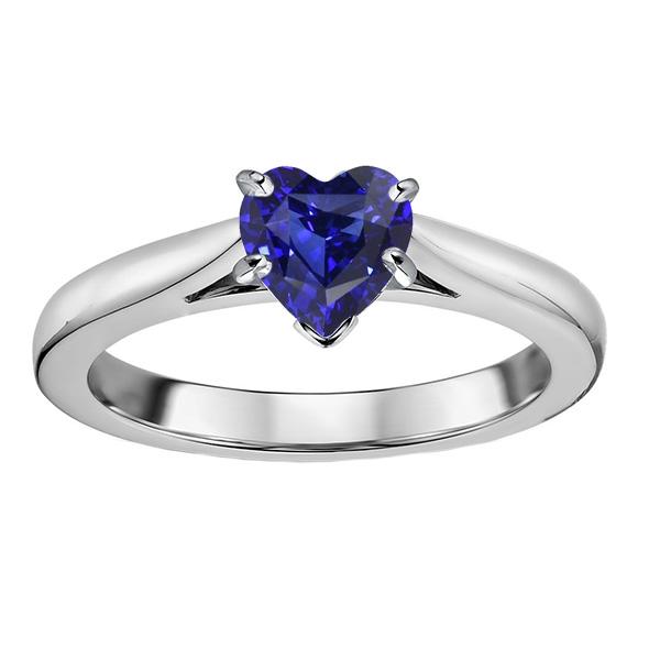 Heart Solitaire Ceylon Sapphire Ring Prong Set 1 Carat - Gemstone Ring-harrychadent.ca