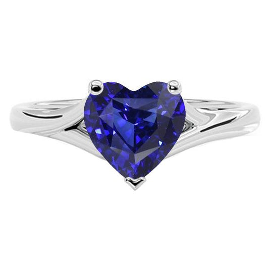 Heart Solitaire Gold Sapphire Ring Split Shank 2.50 Carats - Gemstone Ring-harrychadent.ca