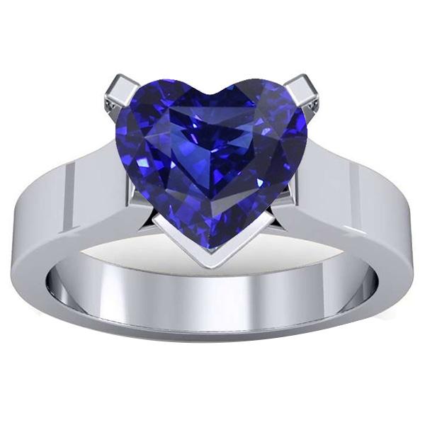 Heart Solitaire Ring Ceylon Blue Sapphire 3 Carats Women's Jewelry - Gemstone Ring-harrychadent.ca