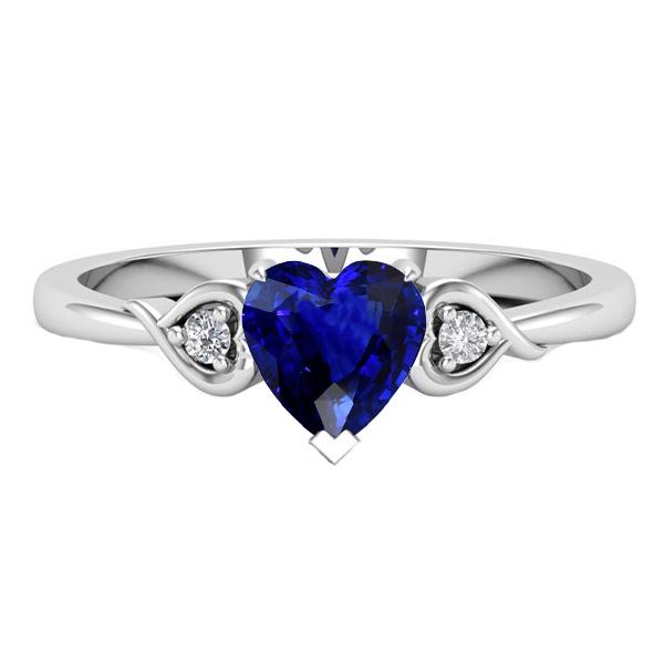 Heart Three Stone Diamond & Deep Blue Sapphire Ring 1.75 Carats - Gemstone Ring-harrychadent.ca