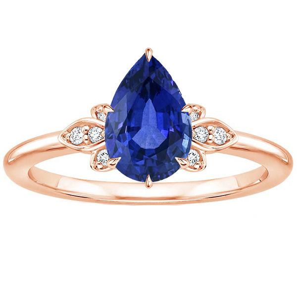 Ladies Blue Sapphire Gemstone Ring 4.50 Carats Pear Cut With Accents - Gemstone Ring-harrychadent.ca