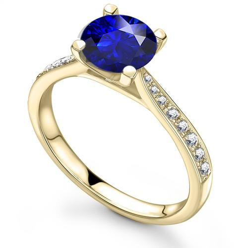 Ladies Diamond Blue Sapphire Engagement Ring Yellow Gold 2.50 Carats - Gemstone Ring-harrychadent.ca