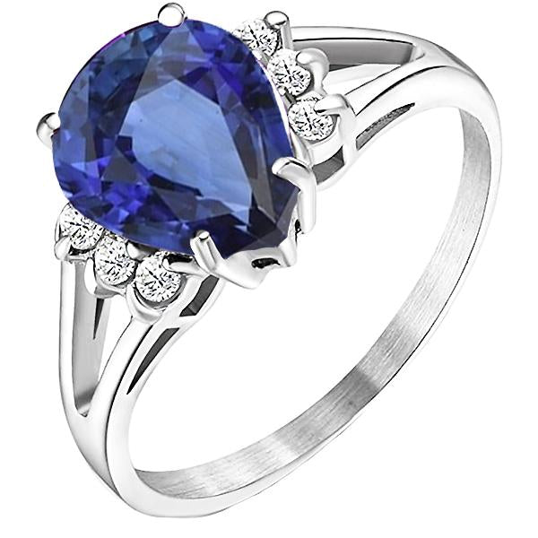 Ladies Diamond Engagement Ring Blue Sapphire Split Shank 3.50 Carats - Gemstone Ring-harrychadent.ca