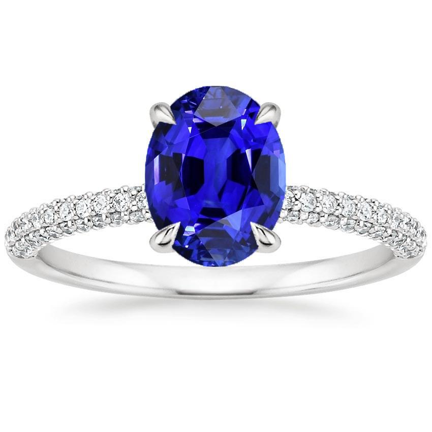 Ladies Diamond Engagement Ring Ceylon Sapphire With Accents 6 Carats - Gemstone Ring-harrychadent.ca