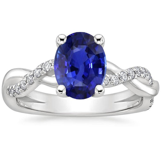 Ladies Diamond Engagement Ring Oval Blue Sapphire & Diamonds 5 Carats - Gemstone Ring-harrychadent.ca