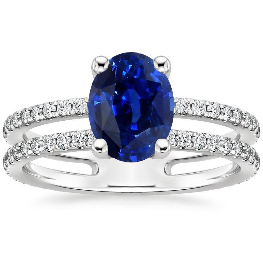 Ladies Diamond Jewelry Blue Sapphire Double Shank Accents 4 Carats - Gemstone Ring-harrychadent.ca