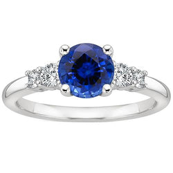 Ladies Natural Earth Mined Diamond Jewelry Round Ceylon Sapphire Five Stone 2.50 Carats