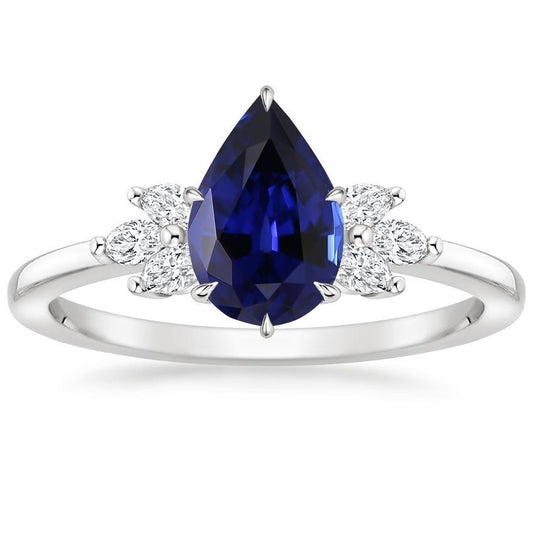 Ladies Diamond & Pear Sri Lankan Sapphire Engagement Ring 7.25 Carats - Gemstone Ring-harrychadent.ca