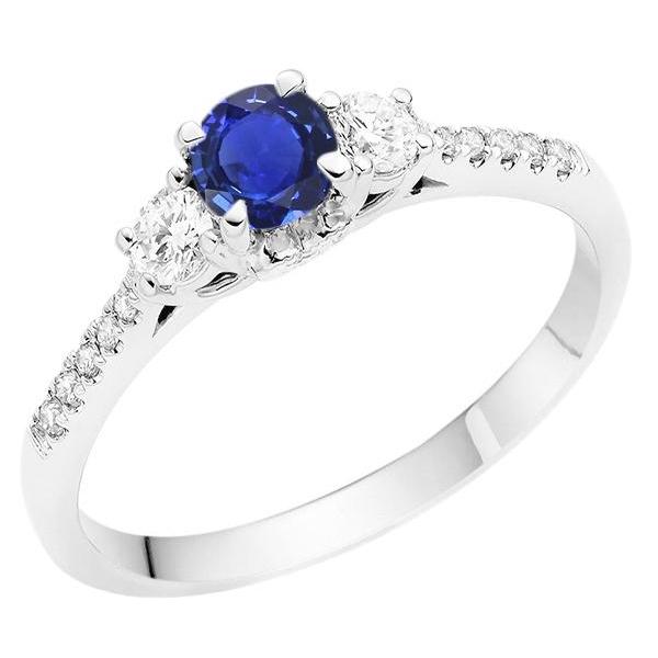 Ladies Diamond Ring 3 Stone Style Blue Sapphire With Accents 2 Carats - Gemstone Ring-harrychadent.ca