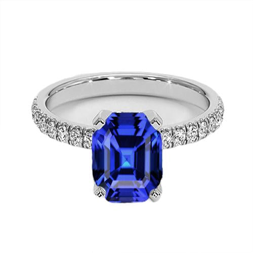 Ladies Diamond Ring Asscher Sri Lankan Sapphire 9.25 Carats Gold - Gemstone Ring-harrychadent.ca