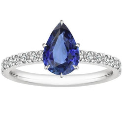 Ladies Engagement Ring Blue Sapphire With Natural Earth Mined Diamond Accents 5.50 Carats