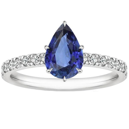 Ladies Engagement Ring Blue Sapphire With Diamond Accents 5.50 Carats - Gemstone Ring-harrychadent.ca