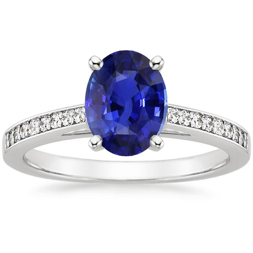 Ladies Gemstone Ceylon Sapphire Ring Channel Set Diamonds 4.50 Carats - Gemstone Ring-harrychadent.ca