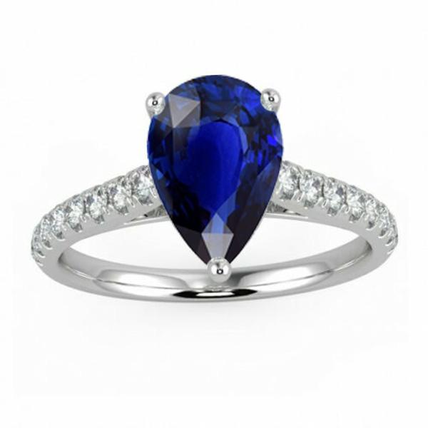 Ladies Gemstone Solitaire Ceylon Sapphire Ring With Accents 4 Carats - Gemstone Ring-harrychadent.ca