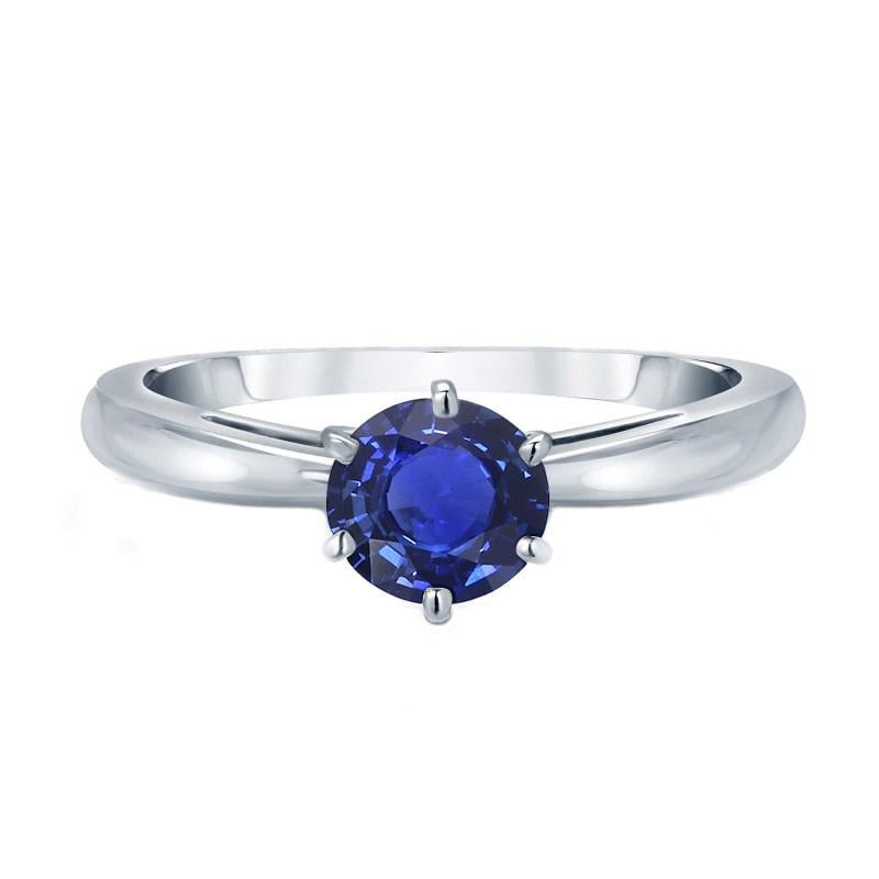 Ladies Gold Ring Blue Sapphire Solitaire 1.50 Carats Pinched Shank - Gemstone Ring-harrychadent.ca