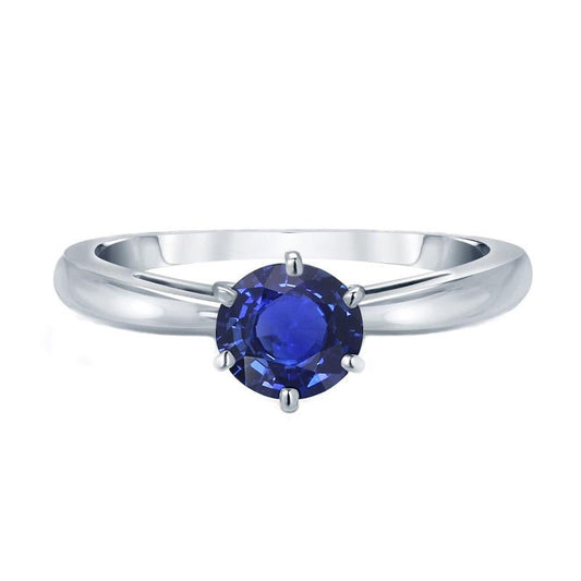 Ladies Gold Ring Blue Sapphire Solitaire 1.50 Carats Pinched Shank - Gemstone Ring-harrychadent.ca