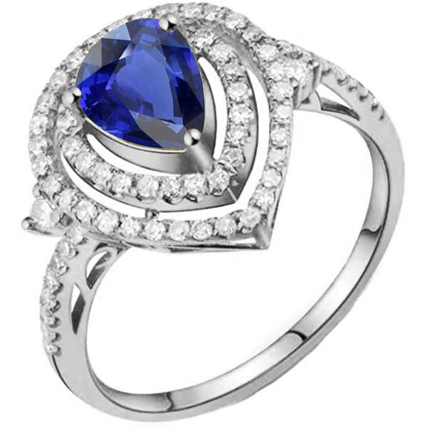 Ladies Jewelry Double Halo Wedding Ring Blue Sapphire 3.50 Carats - Gemstone Ring-harrychadent.ca