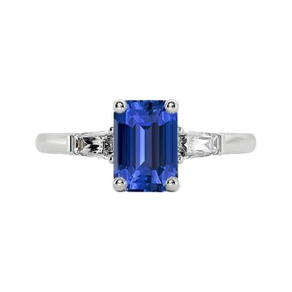 Ladies Jewelry Three Stone Emerald Blue Sapphire Ring 2.50 Carats - Gemstone Ring-harrychadent.ca