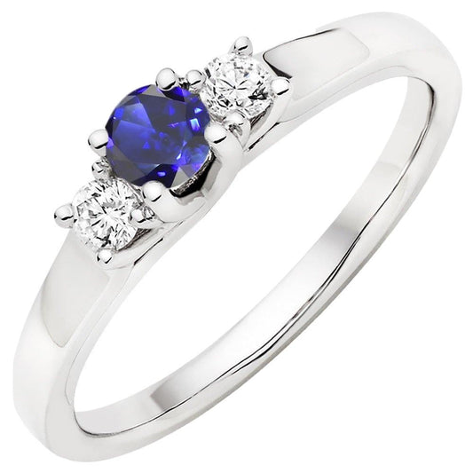 Ladies Round Diamond Engagement Ring 2 Carats Blue Sapphire Gold 14K - Gemstone Ring-harrychadent.ca