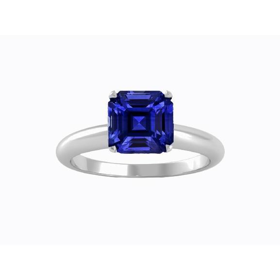 Ladies Solitaire Asscher Shaped Ring Blue Sapphire 1.50 Carats - Gemstone Ring-harrychadent.ca