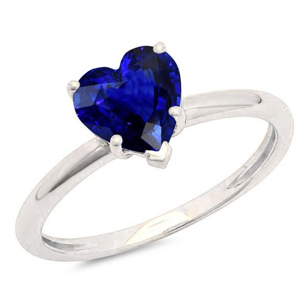 Ladies Solitaire Heart Shaped Ring Natural Blue Sapphire 2 Carats - Gemstone Ring-harrychadent.ca