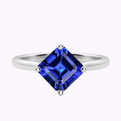 Ladies Solitaire Ring Asscher Ceylon Sapphire Gemstone 2.50 Carats