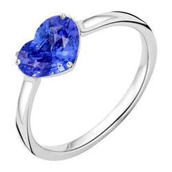 Ladies Solitaire Ring Heart Light Blue Sapphire 14K Gold 2 Carats
