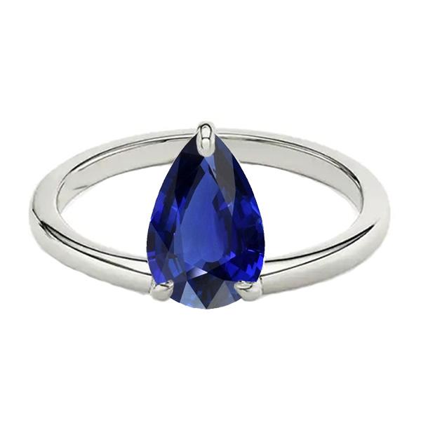 Ladies Solitaire Wedding Ring Pear Cut Blue Sapphire 2.50 Carats - Gemstone Ring-harrychadent.ca