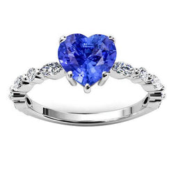 Marquise & Round Natural Earth Mined Diamond Ring Heart Light Blue Sapphire 3 Carats