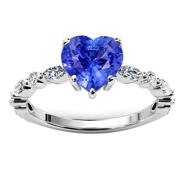 Marquise & Round Diamond Ring Heart Light Blue Sapphire 3 Carats - Gemstone Ring-harrychadent.ca