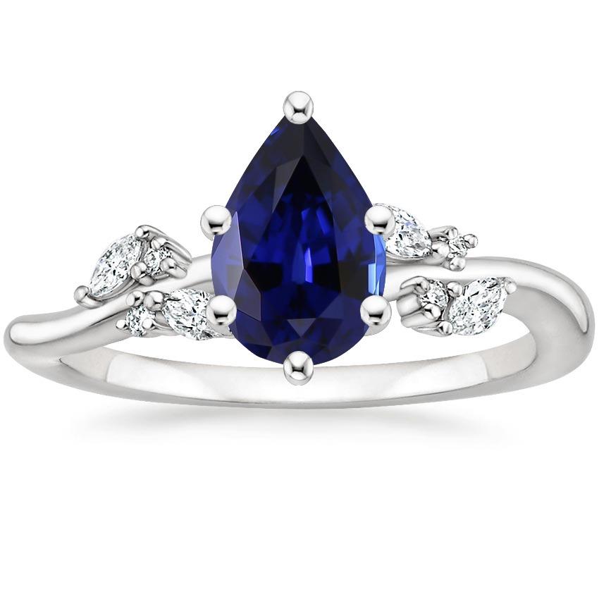 Natural Pear Blue Sapphire & Marquise, Round Diamonds Ring 6.75 Carats - Gemstone Ring-harrychadent.ca
