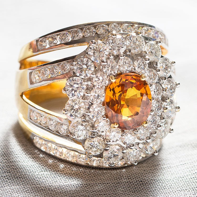 Orange Sapphire Diamond Ring - Gemstone Ring-harrychadent.ca