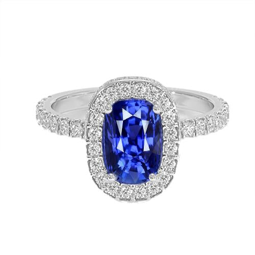 Oval Ceylon Sapphire Halo Diamond Ring 11.75 Carats Gold 14K - Gemstone Ring-harrychadent.ca