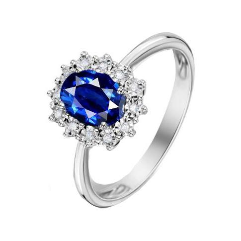 Oval Diamond Halo Engagement Ring Sri Lankan Sapphire 4 Carats Ladies - Gemstone Ring-harrychadent.ca