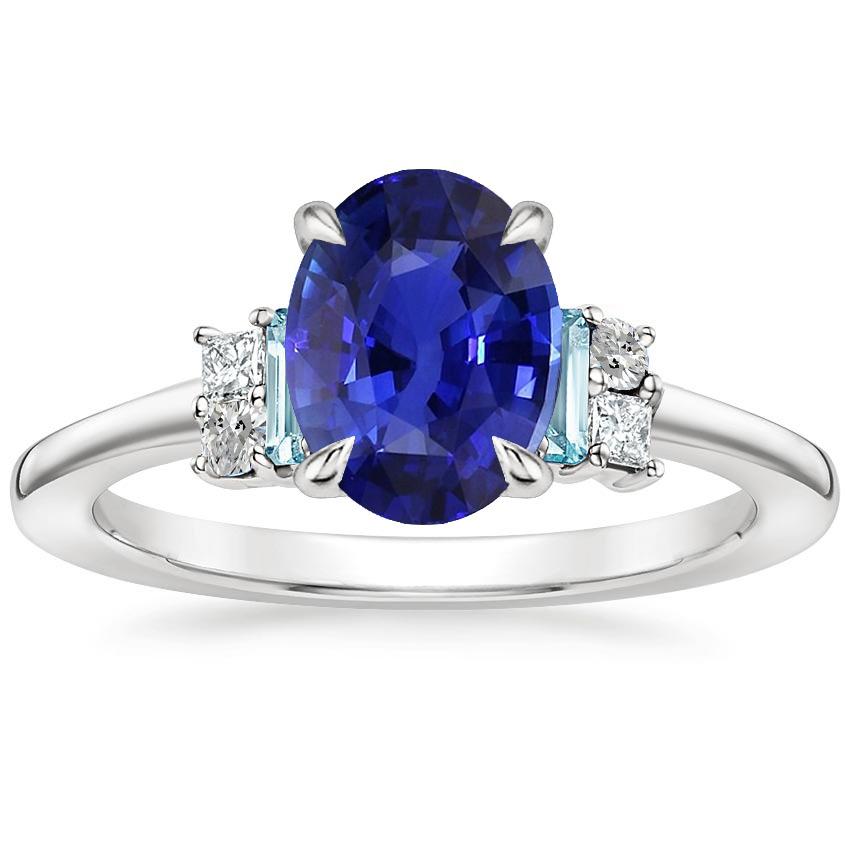Oval Gemstone Ring Ceylon Sapphire Jewelry With Accents 4 Carats Gold - Gemstone Ring-harrychadent.ca