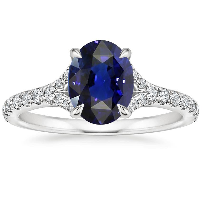 Oval Gemstone Ring Deep Blue Sapphire With Accents Jewelry 3.75 Carats - Gemstone Ring-harrychadent.ca