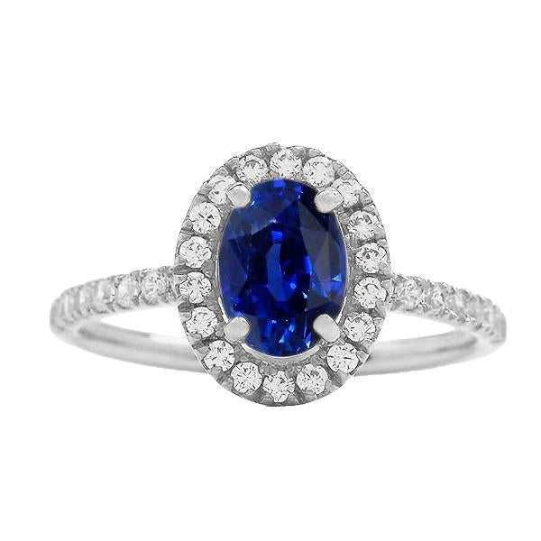 Oval Halo Anniversary Ring Srilanka Sapphire & Diamonds 4 Carats - Gemstone Ring-harrychadent.ca