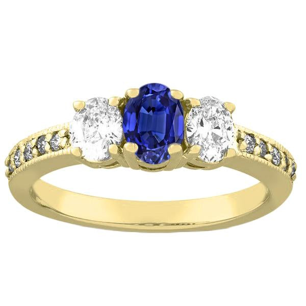 Oval Sapphire Gemstone Ring 3 Carats Ladies Sparkling Diamond Jewelry - Gemstone Ring-harrychadent.ca