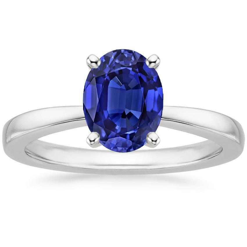 Oval Shaped Solitaire Ceylon Sapphire Wedding Ring 3 Carats Gold - Gemstone Ring-harrychadent.ca