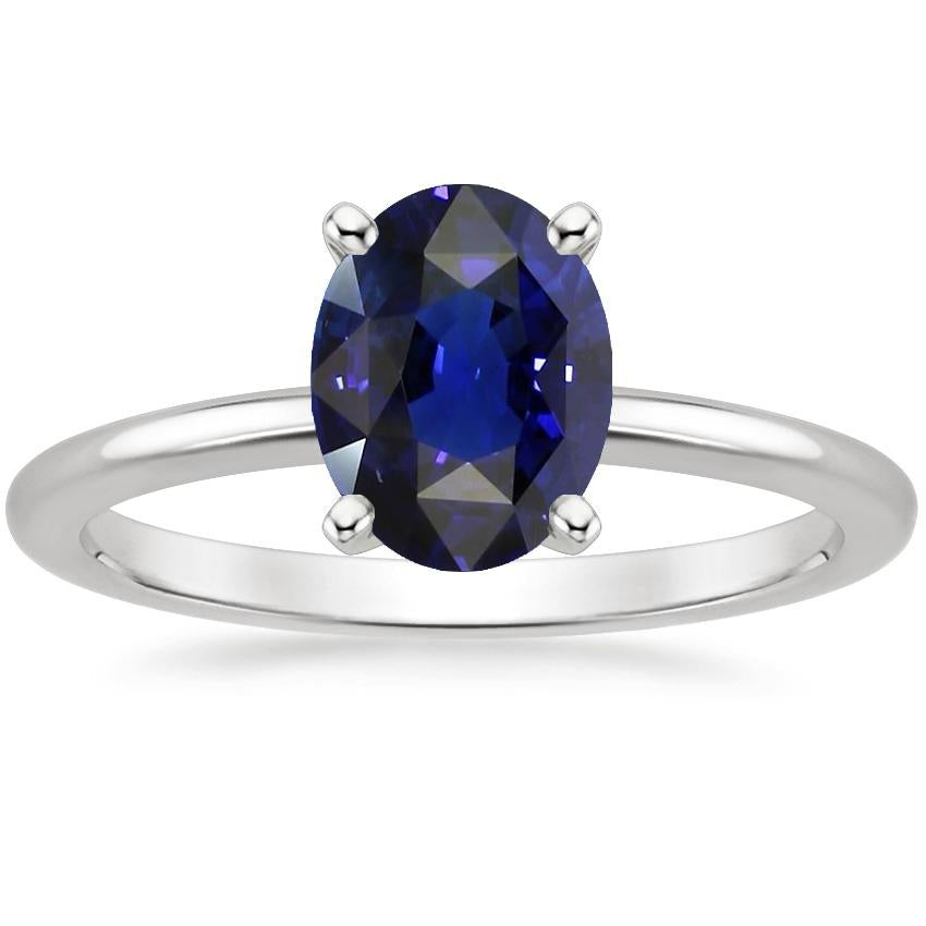 Oval Solitaire Prong Set Ring Sri Lankan Sapphire 2 Carats - Gemstone Ring-harrychadent.ca