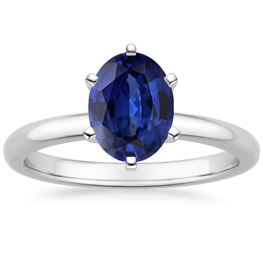 Oval Solitaire Ring Ceylon Sapphire 2.50 Carats White Gold Prong Set - Gemstone Ring-harrychadent.ca