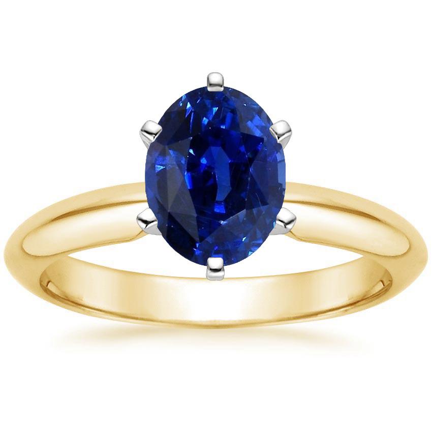 Oval Solitaire Ring Sri Lankan Sapphire Two Tone 2 Carats Thick Shank - Gemstone Ring-harrychadent.ca